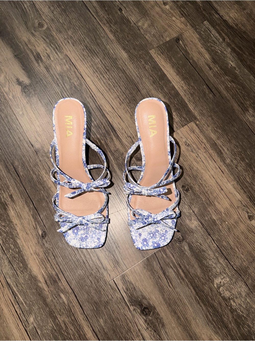 MIA Lavender Blue Floral Strappy Slide Heels